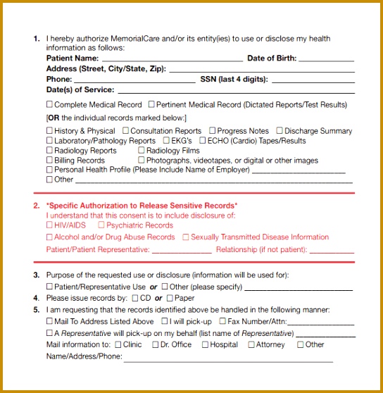 medical records request form template 12 medical records request forms free samples examples format 558544