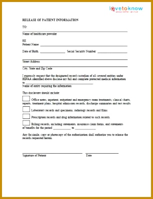 Patient Release Form 395305