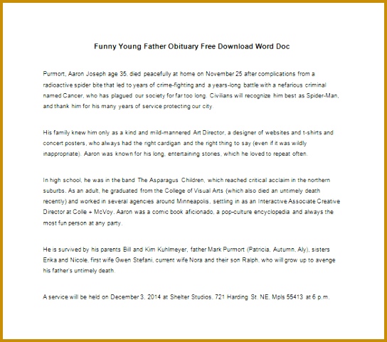 12 Obituary Templates for Father – Free Word Excel PDF PSD 1ubfh Funny Young Father Obituary Free Download Word Doc 481544