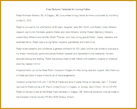 12 Obituary Templates for Father – Free Word Excel PDF PSD qkxct Free Obituary Template for Loving Father 432544