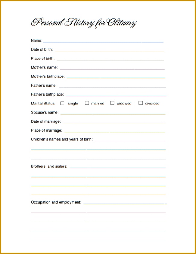 Obituary Template PDF Sample 841651