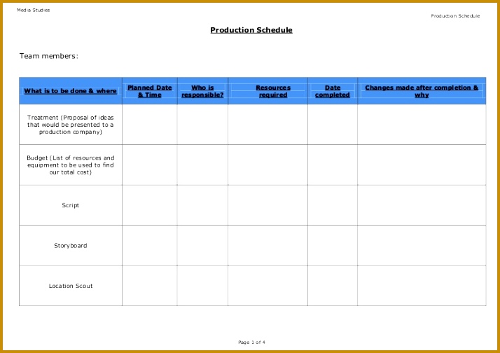 Production Schedule Template Blank 504714
