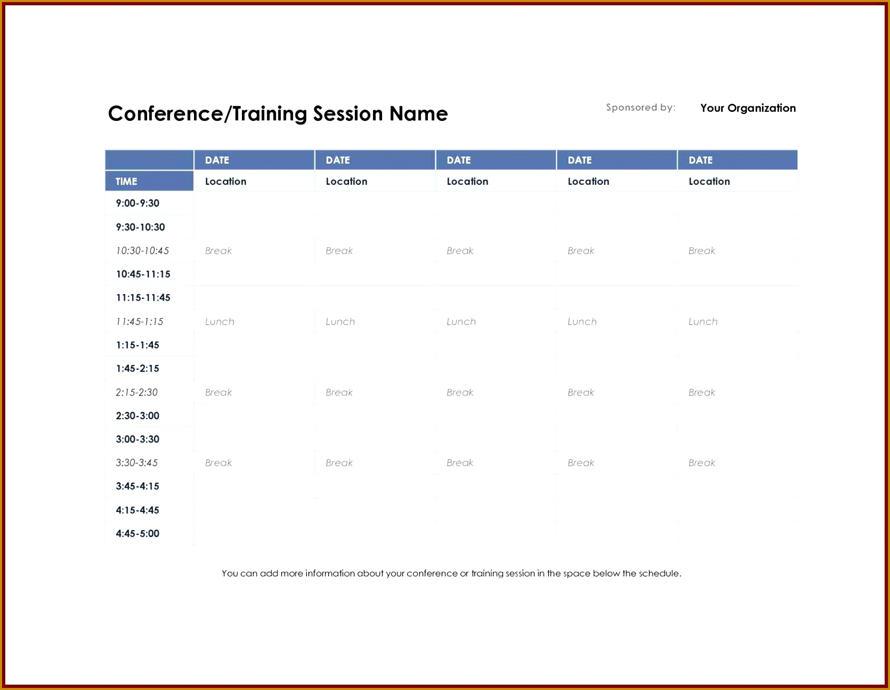 Sample Training Agenda Template 17661369