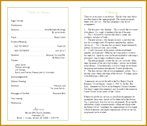Sample Funeral Program Inner Page 439511