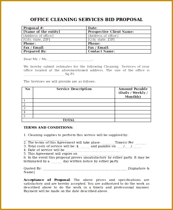 Cleaning Proposal Template 8 Free Word Pdf Document Downloads 678558