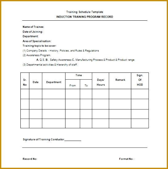 Training Schedule Program Template 544548