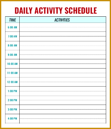 Daycare Activity Schedule Template 418362