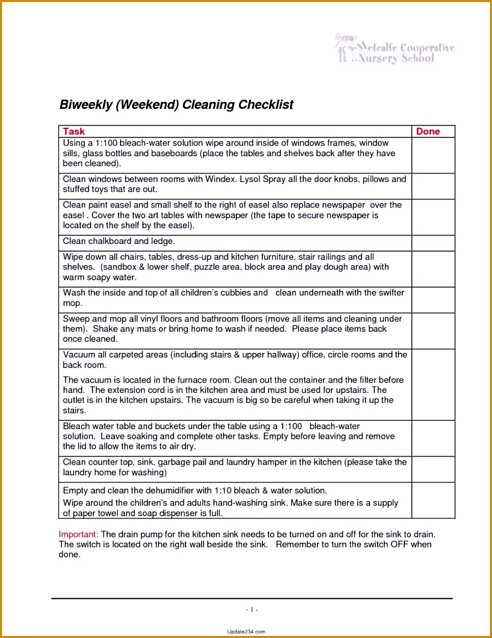 Church Cleaning Checklist Template 1248964