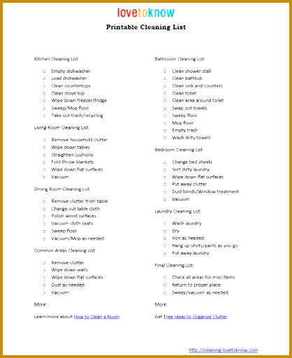 printable checklist for house cleaning 512418