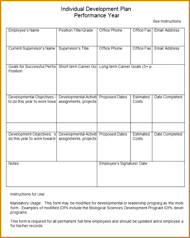Individual Development Plan Template 7 Free Pdf Word Documents 792632