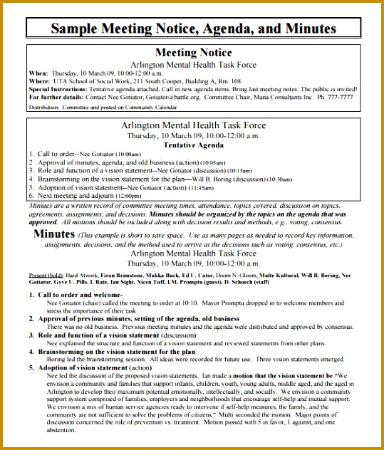 Sample Meeting Minutes Template 632539