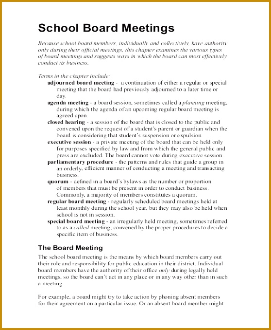 Taking Minutes Template for a School Board Meeting 678558