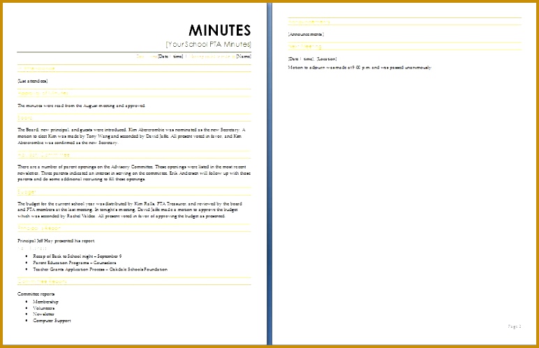 Sample Meeting Minute Templates 498772