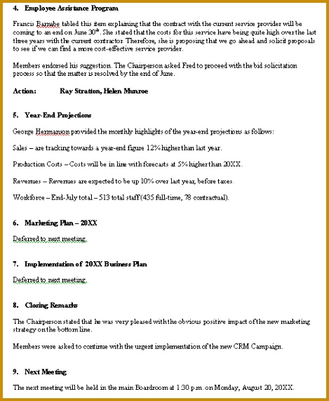 Meeting Minutes – Sample Format Pg 2 469571