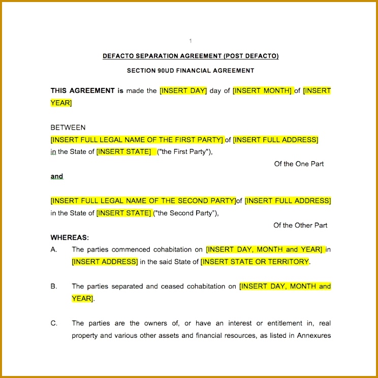 3 Separation Financial Agreement Template FabTemplatez