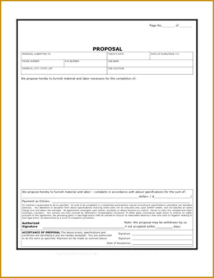 Free Print Contractor Proposal Forms 684885