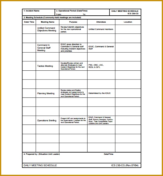 Daily Meeting Schedule Template PDF Format 585544