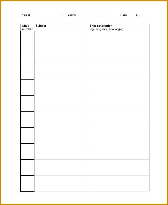 Shot List Template 10 Free Word PDF PSD Documents Download 3vbur Blank Shot List Template 678558