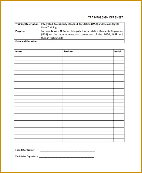 8 Training Sheet Templates Free Sample Example Format Downlaod Sign f Sheet Template Sign f Sheet 558678