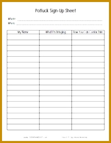 Potluck Sign Up Sheet Free to Print 280219