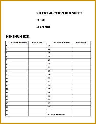 Silent Auction Bidding Sheet 377489