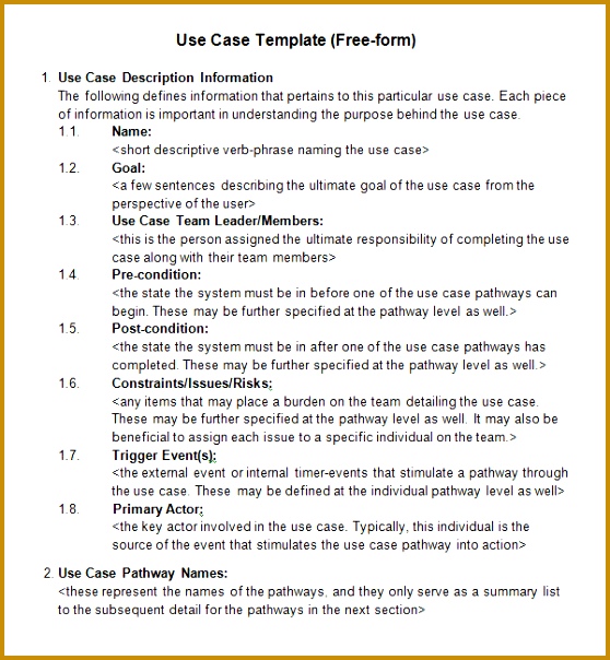 Use Case Template Word 604558