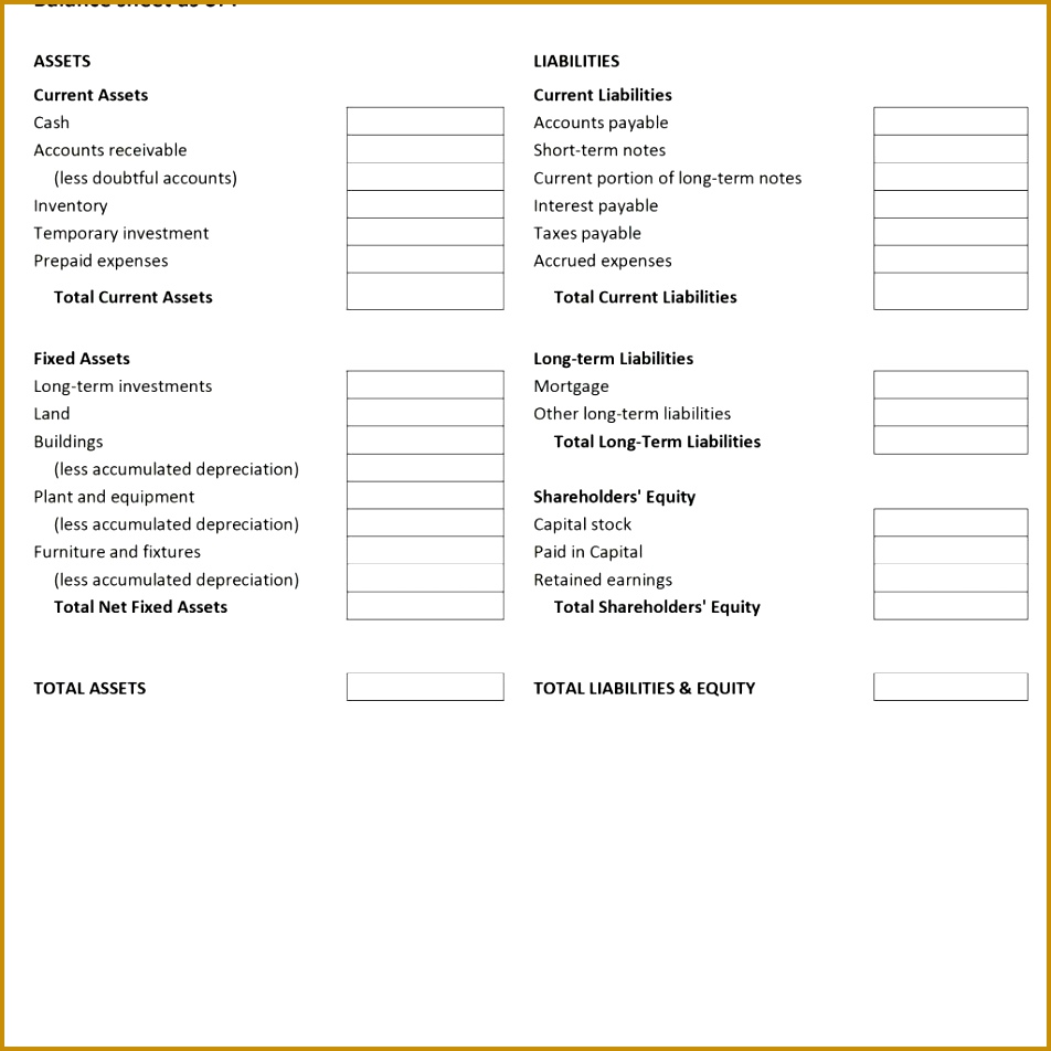 Free Printable Balance Sheet Template 952952