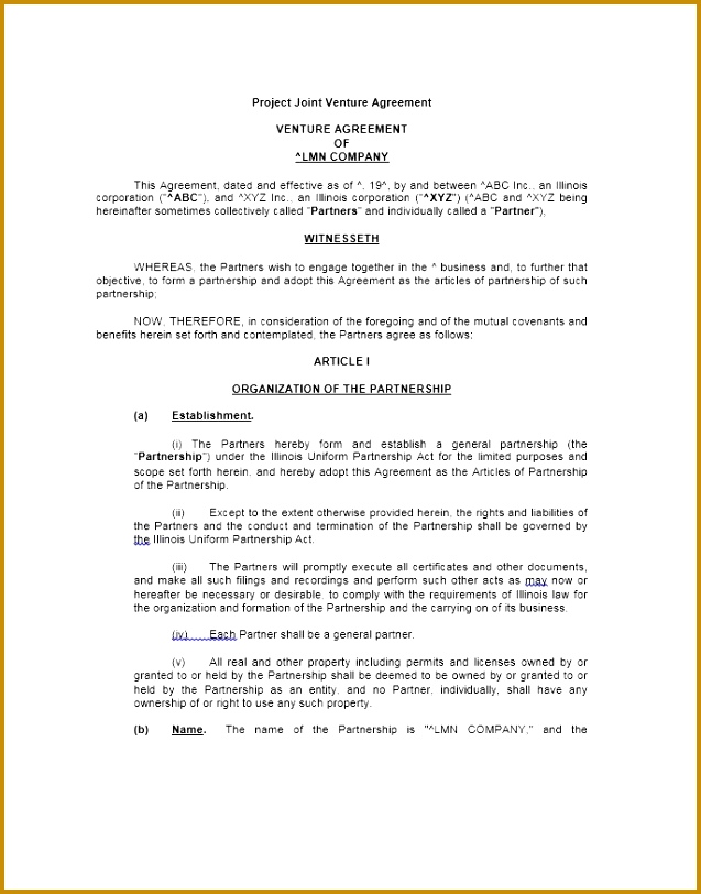 Printable Partnership Agreement Template 11 812637