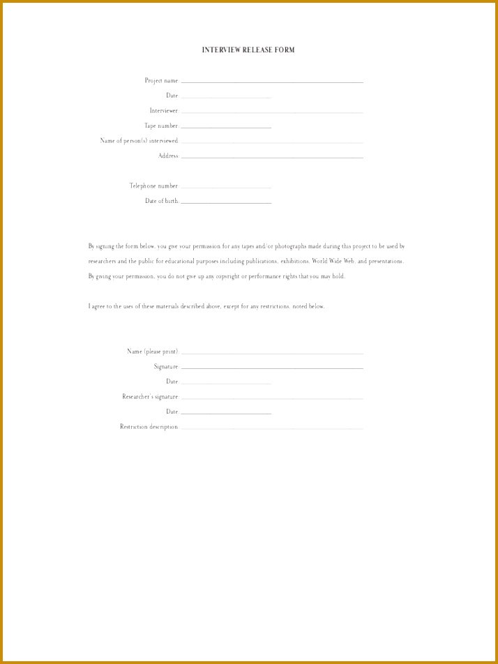 Simple Interview Release Template 952714