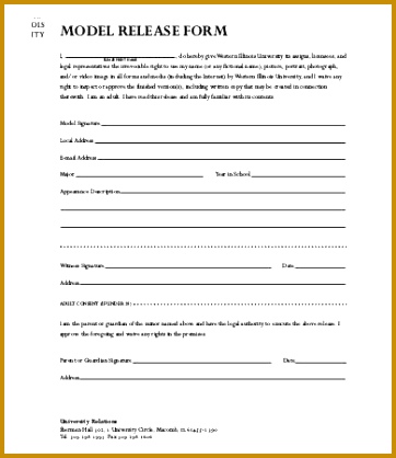 Model Release Form Template 8 Free Sample Example Format 418362