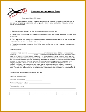 salon chemical service waiver form 358277
