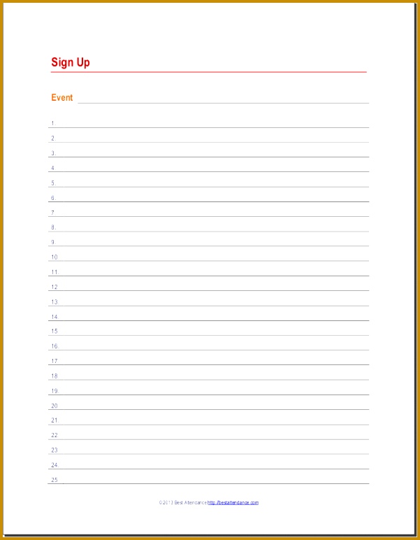 Sign Up Sheet 772601