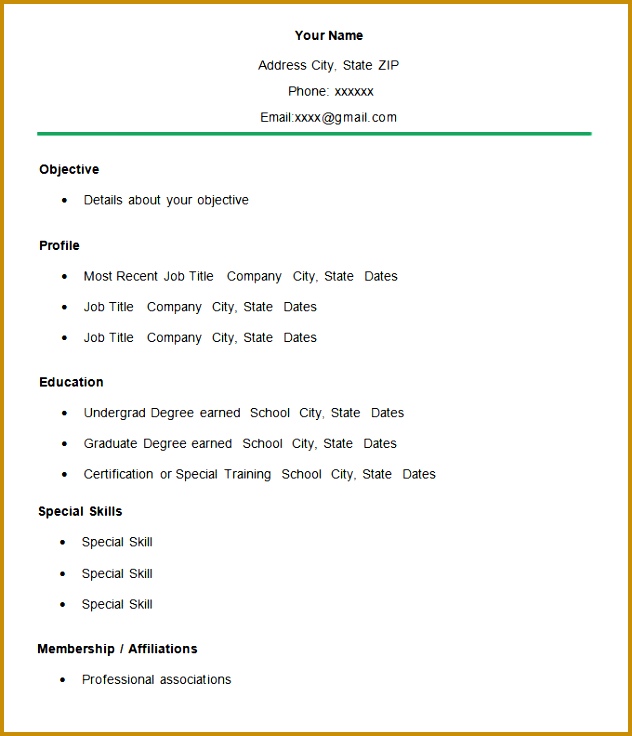Simple Resume Template – 39 Free Samples Examples Format 8veif Simple Membership Resume CV Template 736632