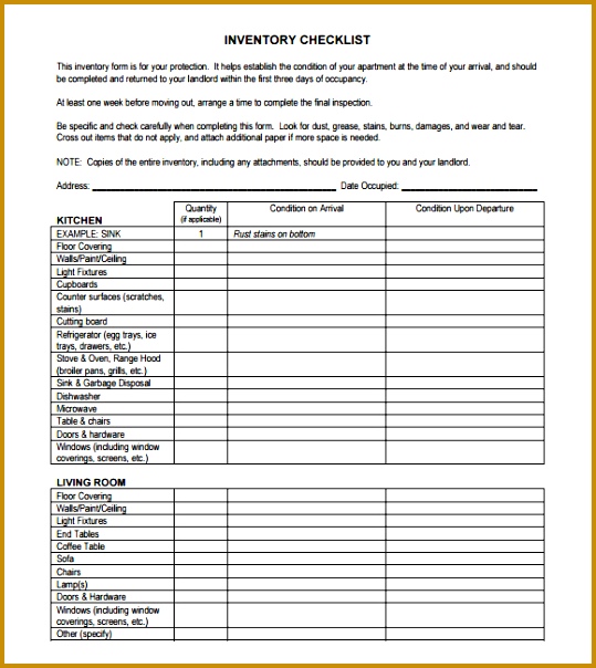 inventory checklist template 604539