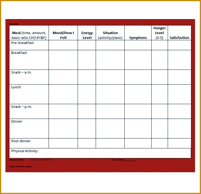 Food Diary Template 672695