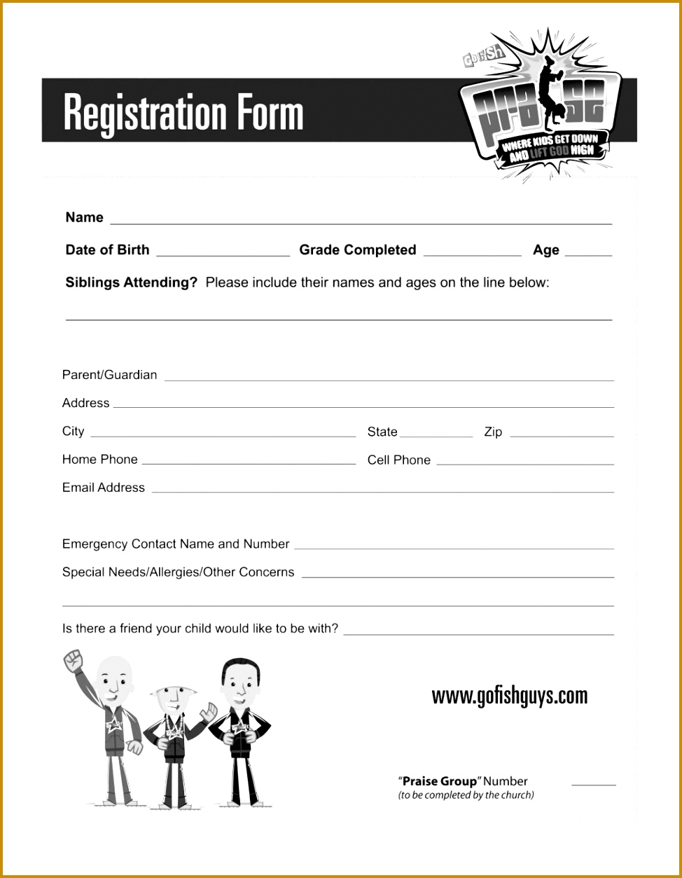 Printable Registration Form Template Registrationform P 1253974
