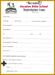 Church School Registration Form 219297