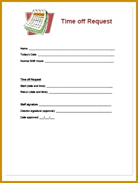 Time off Request Form for Child Care Staff 368279