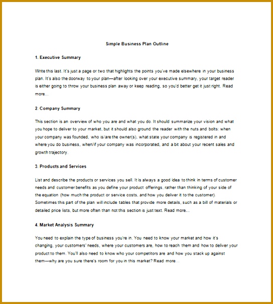 simple startup business plan template business plan outline template 7 free sample example format free 604544