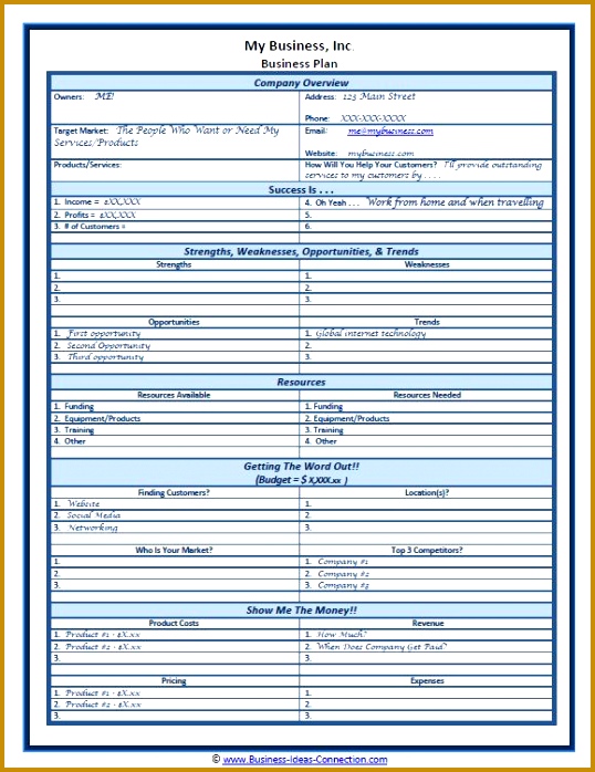 Sample e Page Business Plan Template 538698
