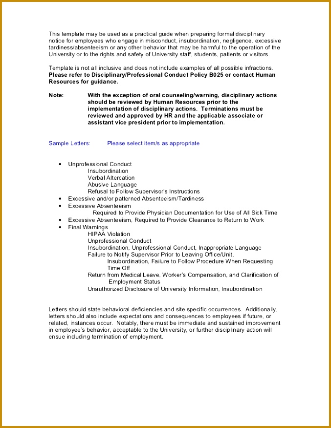 This template may be used as a practical guide when preparing formal disciplinarynotice for employees who 876677