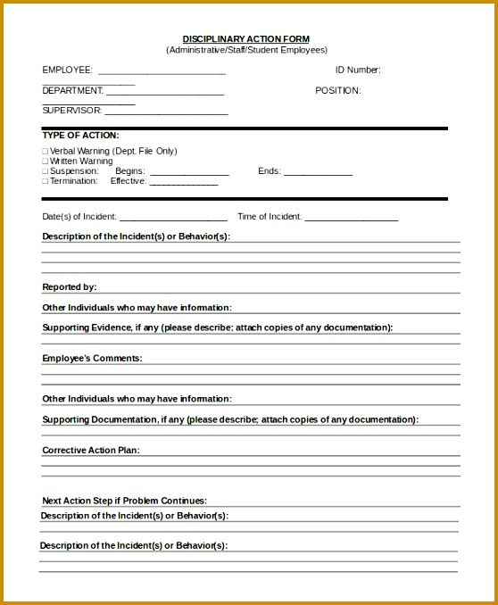 staff disciplinary action form 558678