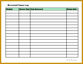 Form Keep Track of Borrowed Items 214279