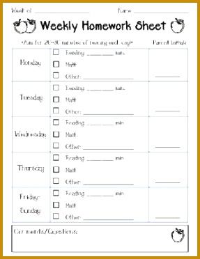 Try out this free weekly homework checkoff sheet template 372287
