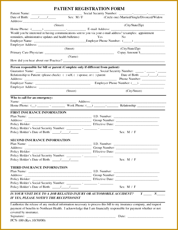 Free Patient Registration Form Template 885684
