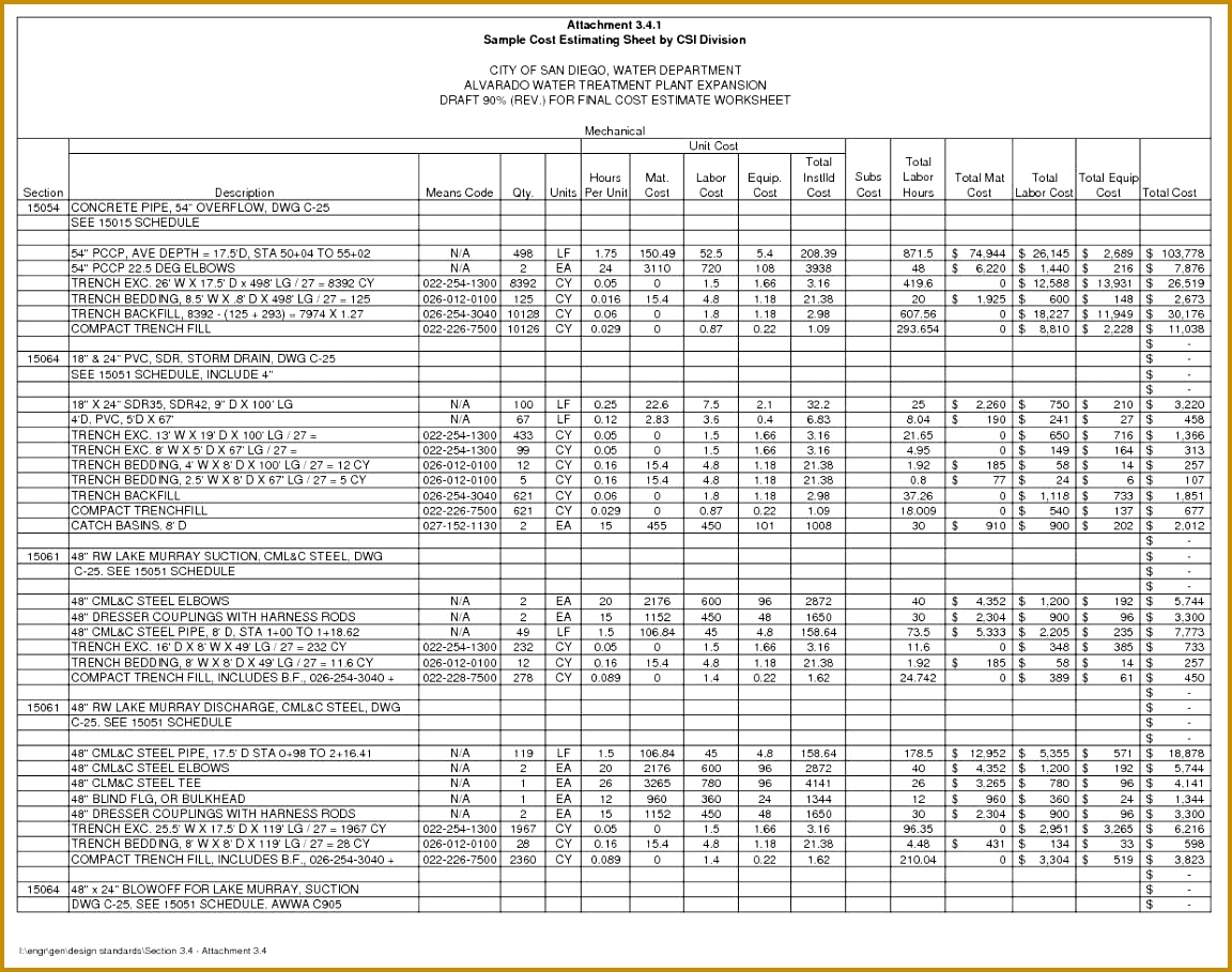 construction takeoff spreadsheet template and quantity takeoff sheet 1152909