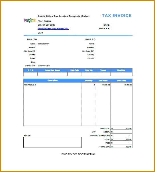 Value Added Tax Invoice Template Free Download 604544