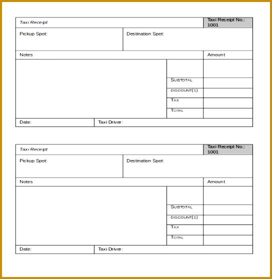 Awesome Taxi fare receipt template 544558