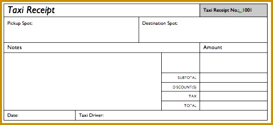 Basic Taxi Receipt Template 557257