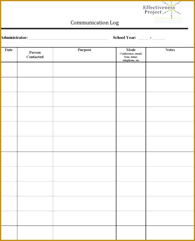 School Admin munication Log Template 835677